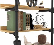 Industrial Pipe Floating Shelves Wall Mounted Bookshelf Industrial, 80x25x88cm,3 Tiers Bookcase,Open Metal and Wooden Wall Storage Shelf for Kitchen,Bathroom,Bedroom,Living Room