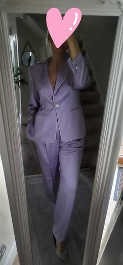 ESCADA Mauve Wool Mix Trouser Suit Sz 40 (Fit 12UK)