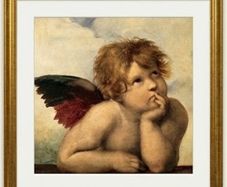 Large Pair of Framed Raphael Cherub Prints (67cm x 67cm) Glass Front