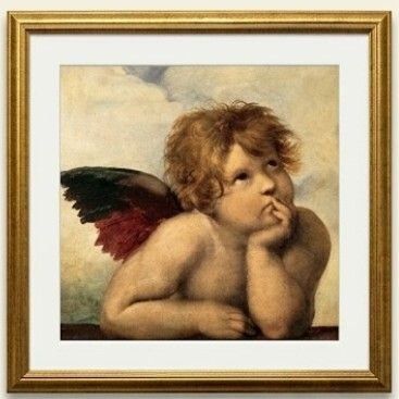 Large Pair of Framed Raphael Cherub Prints (67cm x 67cm) Glass Front