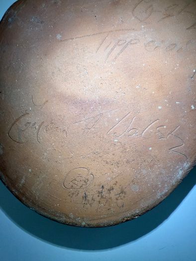 Large Signed Rosso Pottery Studio Dish
