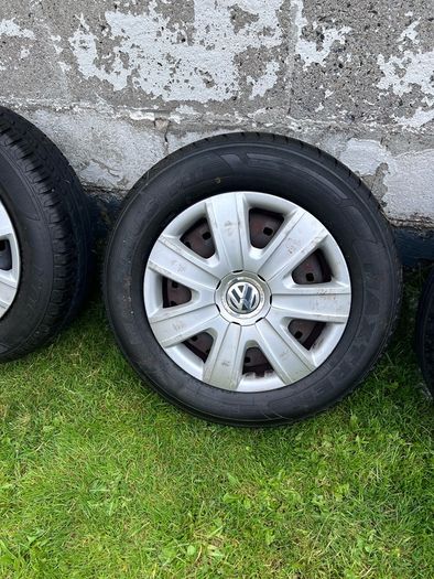 VW POLO ,3 steel rims with good tyres & 4 VW polo hub caps