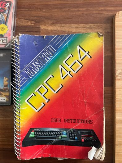 Vintage Amstrad cpc 464, monitor manual and games