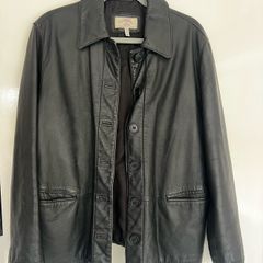 Giorgio Armani Jeans Leather Jacket Made in Italy UK 16 / IT 36