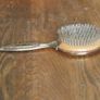 Vintage Gold Tone Metal Brush With Floral Tapestry Image 3