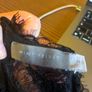 Mint Velvet - Black V Neck Top with Black Lace Sleeves and Neckline Size Medium Image 7
