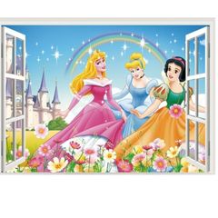Cartoon Princess Wall Stickers For Kids Room, Girls Bedroom, Wall Decoration, Door, Window Sticker