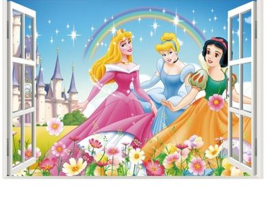 Cartoon Princess Wall Stickers For Kids Room, Girls Bedroom, Wall Decoration, Door, Window Sticker
