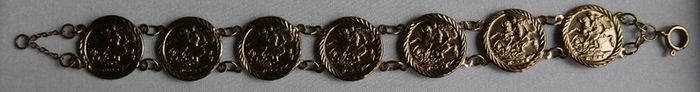 Vintage 9CT GOLD BRACELET Hallmarked 375. St. George Medallions  Bangle. length 7" - 4,45g