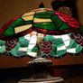 Vintage 34 Inches Tall Large Art Deco Bronze / Copper And Caged Glass Tiffany Lamp With 18.75 Inch Diameter Stained Glass Shade Image 7