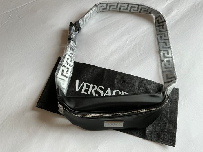 Authentic genuine Versace Black Waist Belt Bag bum bag Travel black