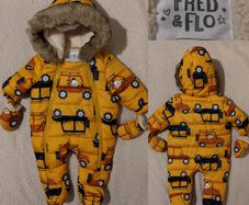 Waterproof Warm Fleece lined hooded SnowSuit & Mitten set