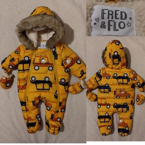Waterproof Warm Fleece lined hooded SnowSuit & Mitten set