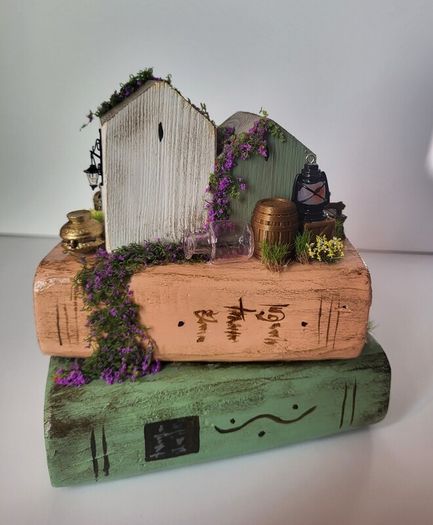 Hand carved wooden books!