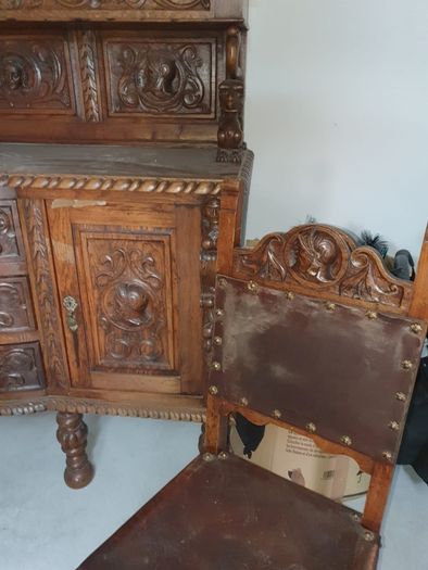 Hand-carved set of wooden furniture