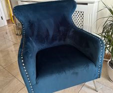 Navy Blue Velvet Armchair