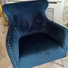 Navy Blue Velvet Armchair