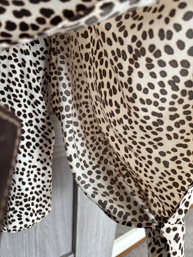 Animal print blouse - cream and black