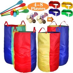 Sports Day Kit Outdoor Games Potato Sack Race Bags for Kids Adults Family, Egg and Spoon Race, 3 Legged Race Bands, Outside Backyard Field Day Birthday Party Games