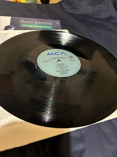 A Nanci Griffith record collection.
