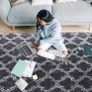 Luxury Velvet Shag Area Rug Modern Indoor Plush Fluffy Rugs, Extra Soft and Comfy Carpet, Geometric Moroccan Rugs for Bedroom Living Room Girls Kids Nursery, 5x8 Feet Dark Grey/White MULTIPLE COLOURS AVAILABLE (FREE POSTAGE) Image 5