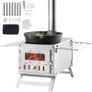 Camping Wood Stove with Chimney Outdoor Heating and BBQ Cooking Image 2