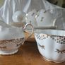 Fine bone China teaset Royal Tara gold white gilded 21 piece set Image 3