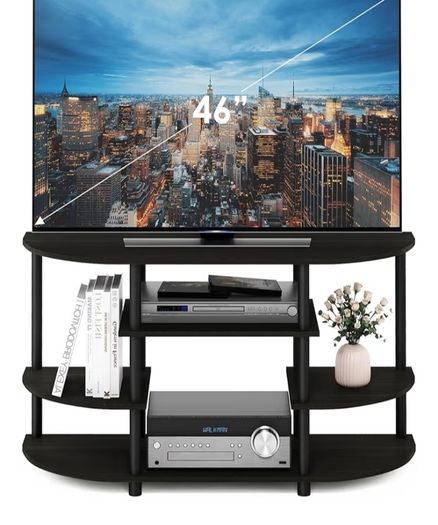 Simple Design Corner Entertainment Center, TV Console for TV up to 46 Inch, for Living Room, Bedroom, Espresso
