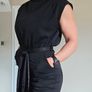 Black Tie Waist Wide Leg Jumpsuit, size 8 Image 4