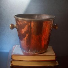Heavy brass ice bucket antique, takes 3 champagne bottles, D18