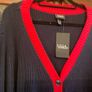 Ulla Popken FURTHER. REDUCED new long cardigan in navy with red and white . Size 28.   length is 42 inches Image 5