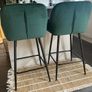 Set of Velvet Barstools - Forest Green Image 2