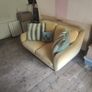 Mid century yellow velvet couch Image 4