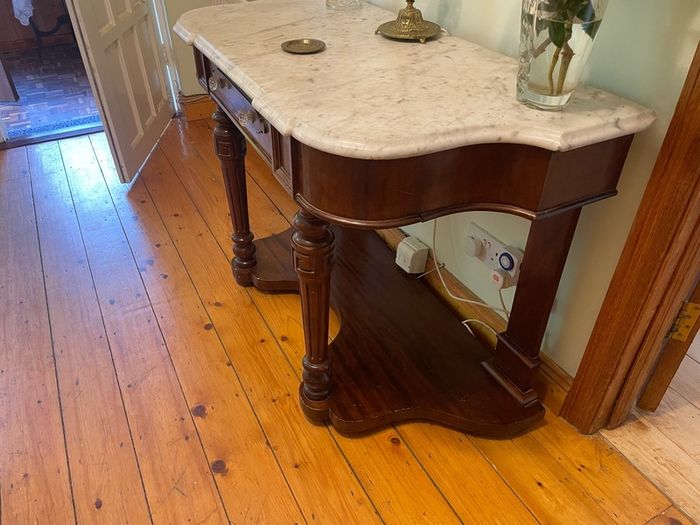 Antique Marble Top Console / Hall Table