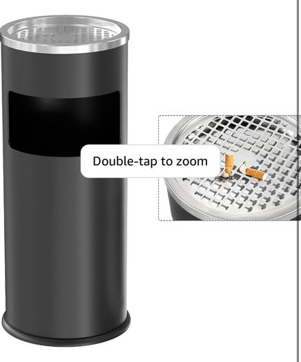 12L Rubbish Bin Outdoor Stainless Steel Trash Can with Lid Large Outdoor Bin Garbage Can for Garden, Backyard, Home, Office, Restaurant, Indoor, Black