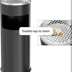 12L Rubbish Bin Outdoor Stainless Steel Trash Can with Lid Large Outdoor Bin Garbage Can for Garden, Backyard, Home, Office, Restaurant, Indoor, Black