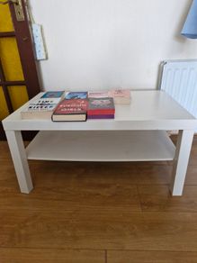 coffee table, books