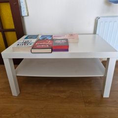 coffee table, books