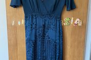 Ghost  navy silk dress size uk 8  , close to new