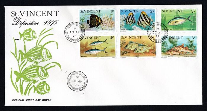 1975 St Vincent Marine Life Definitive Stamps Official First Day Cover (FDC)