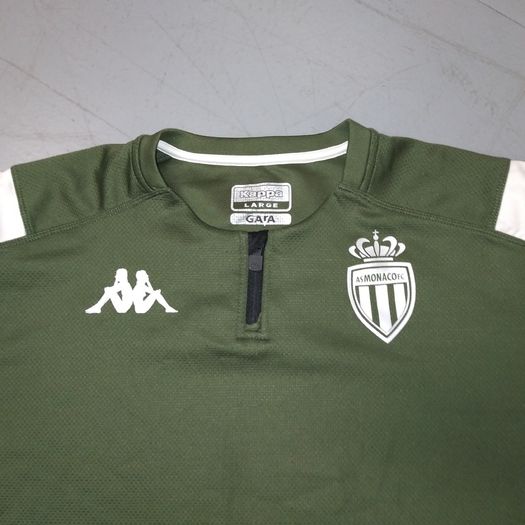 AS Monaco (L) Sweatshirt Jersey Jumper Pullover Shirt France Ligue 1 Monte Carlo French Kappa Gara Large Sweatshirt  Jumper Pullover Green Large  Half Zip
