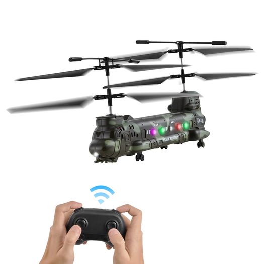 Helicopter, 2.4GHz Military Remote Control Helicopter, 3.5 Channel RC Airplane for Kid, 20 Mins Flight Time, One-Key Takeoff/Landing & LED Lights, Flying Plane Toys for Kids Ages 8 and up