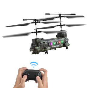 Helicopter, 2.4GHz Military Remote Control Helicopter, 3.5 Channel RC Airplane for Kid, 20 Mins Flight Time, One-Key Takeoff/Landing & LED Lights, Flying Plane Toys for Kids Ages 8 and up