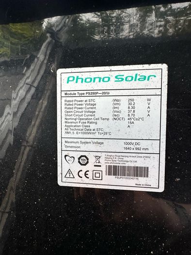 6 x Phono Solar Panels 250W