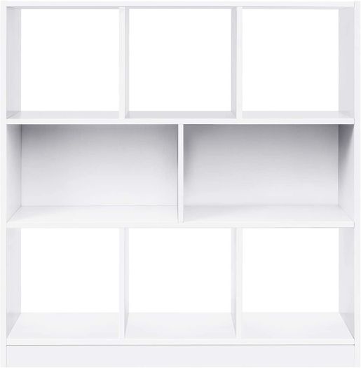 _bookshelf, cube shelf, standing shelf, with open compartments, for living room, study, children's room, office, as a room divider, 97.5 x 30 x 100 cm, white