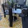 Black Glass and chrome dining table and chairs Image 4