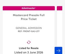 David Byrne Front standing tickets x 2 St Annes Park