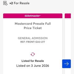David Byrne Front standing tickets x 2 St Annes Park