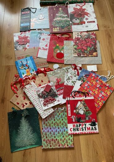 Christmas gift bags and wrapping paper bundle