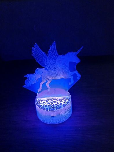 3D Unicorn LED Night Light - RGB Color Changing remote control